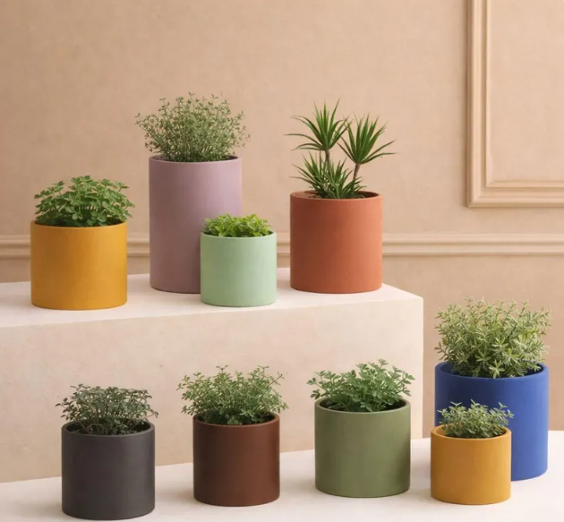 Matte Ceramic Planter with Drainage Saucer